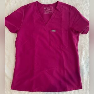 FIGS Catarina One Pocket Scrub Top in limited edition Raspberry Sorbet